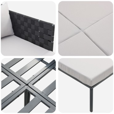 vidaXL Ξαπλώστρα με Μαξιλάρια 2 Ατόμων Ανθρακί 115x153x69,5cm Μεταλλικό 1 τεμ.