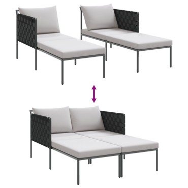 vidaXL Ξαπλώστρα με Μαξιλάρια 2 Ατόμων Ανθρακί 115x153x69,5cm Μεταλλικό 1 τεμ.