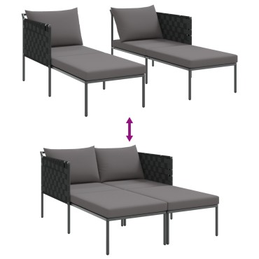 vidaXL Ξαπλώστρα με Μαξιλάρια 2-Ατόμων Ανθρακί 115x153x69,5cm Ατσάλι 1 τεμ.