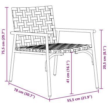 vidaXL Καρέκλες Κήπου 2 τεμ. Μαύρο 79x56x73,5cm Ρατάν