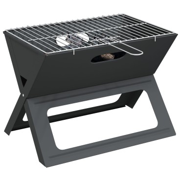 vidaXL Γκριλ BBQ Κάρβουνου - Αναδιπλούμενο, Μαύρο, 46x30x31 εκ, Κατασκευασμένο από Ατσάλι