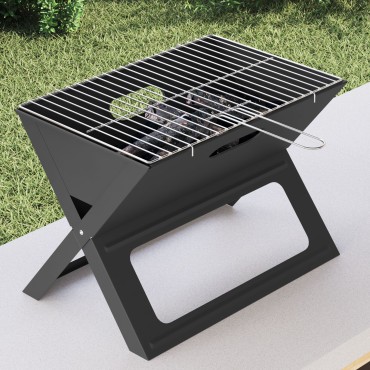 vidaXL Γκριλ BBQ Κάρβουνου - Αναδιπλούμενο, Μαύρο, 46x30x31 εκ, Κατασκευασμένο από Ατσάλι