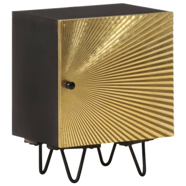 vidaXL Κομοδίνο 40x30x50cm Ορειχάλκινη Πρόσοψη Μασίφ Ξύλο Μάνγκο 1 τεμ.