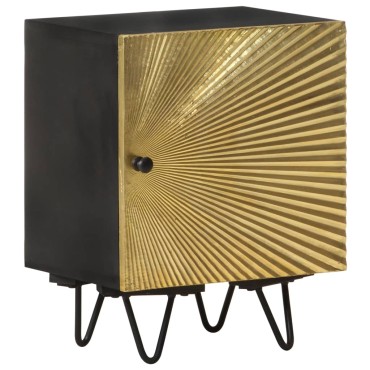 vidaXL Κομοδίνο 40x30x50cm Ορειχάλκινη Πρόσοψη Μασίφ Ξύλο Μάνγκο 1 τεμ.