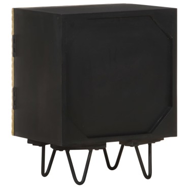 vidaXL Κομοδίνο 40x30x50cm Ορειχάλκινη Πρόσοψη Μασίφ Ξύλο Μάνγκο 1 τεμ.