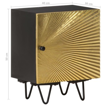 vidaXL Κομοδίνο 40x30x50cm Ορειχάλκινη Πρόσοψη Μασίφ Ξύλο Μάνγκο 1 τεμ.