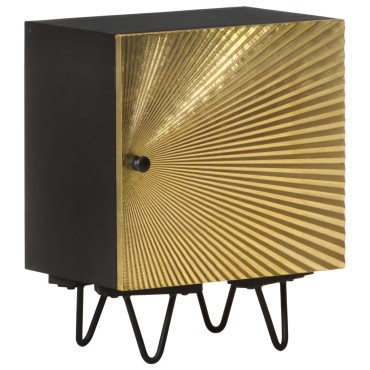 vidaXL Κομοδίνο 40x30x50cm Ορειχάλκινη Πρόσοψη Μασίφ Ξύλο Μάνγκο 1 τεμ.