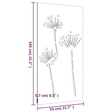 vidaXL Διακοσμητικό Κήπου Σχέδιο Λουλούδια 105x55 εκ. Ατσάλι Corten