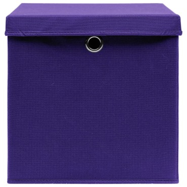 vidaXL Κουτιά Αποθήκευσης με Καπάκια 10 τεμ. Μοβ 28 x 28 x 28 εκ.