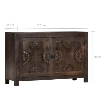 vidaXL Ντουλάπι με Σκαλιστό Σχέδιο 110x35x70cm από Μασίφ Ξύλο Μάνγκο 1 τεμ.