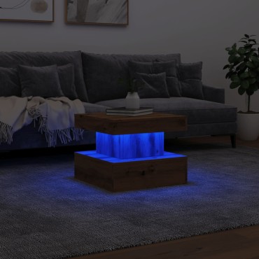 vidaXL Τραπεζάκι Σαλονιού με LED Αρτισιανή Δρυς 50x50x40cm 1 τεμ.
