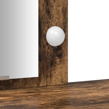 vidaXL Τραπέζι Μακιγιάζ με LED Φώτα Καπνιστής Δρυός 102x33x135 εκ