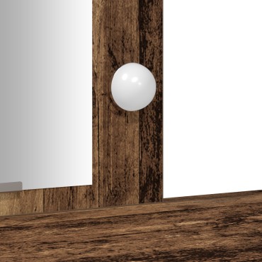 vidaXL Τραπέζι Μακιγιάζ με LED Φωτιστικά Παλιό Ξύλο 102x33x135 εκ