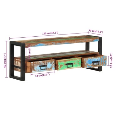 vidaXL Έπιπλο Τηλεόρασης 120x30x45cm από Μασίφ Ανακυκλωμένο Ξύλο