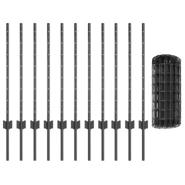 vidaXL Euro Fence Σετ 2 Γκρι Ατσάλι 25x0.8 μ Ανθεκτική Περίφραξη