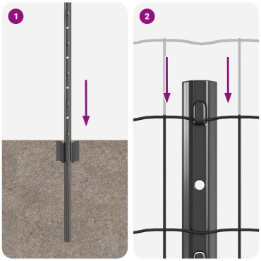 vidaXL Euro Fence Σετ 2 Γκρι Ατσάλι 25x0.8 μ Ανθεκτική Περίφραξη