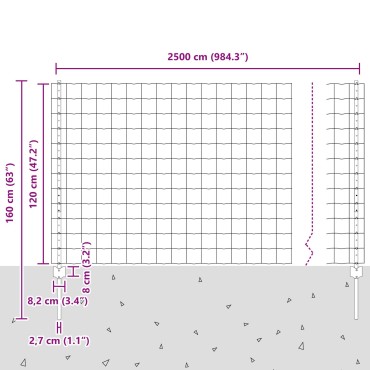 vidaXL Σετ Ευρωπαϊκού Φράκτη  Σετ 2 Γκρι Μέταλλο Μεγάλο Ανθεκτικό