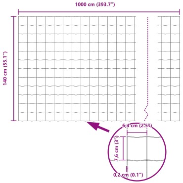 vidaXL Σετ Γκρι Φράκτη  Euro Σετ των 2 Γκρι Μέταλλο 10x1,4 μ
