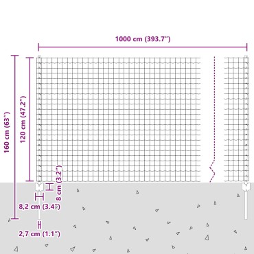 vidaXL Σετ Φράκτη  2 σετ Γαλβανισμένο ατσάλι 10x1.2 μ Ανθεκτικός
