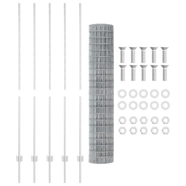 vidaXL σετ φράχτη  Σετ 2 Γαλβανισμένος χάλυβας 10x1.5 μ Ανθεκτικό