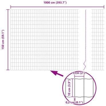 vidaXL σετ φράχτη  Σετ 2 Γαλβανισμένος χάλυβας 10x1.5 μ Ανθεκτικό