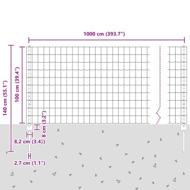 vidaXL Σετ Φράχτη  Σετ 2 Γαλβανισμένο ατσάλι 10x1 μ Ανθεκτικό