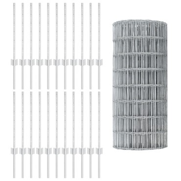 vidaXL Σετ Φράχτη  Σετ 2 Γαλβανισμένο Ατσάλι 50x0.6 m Στιβαρός