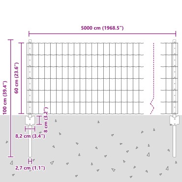 vidaXL Σετ Φράχτη  Σετ 2 Γαλβανισμένο Ατσάλι 50x0.6 m Στιβαρός