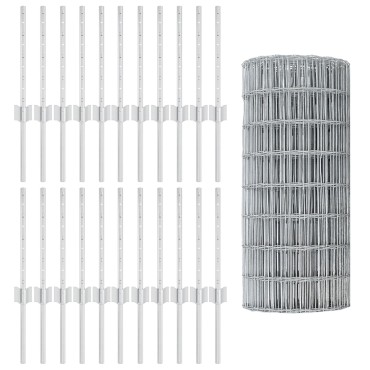 vidaXL Σετ Euro Fence Σετ από 2 Γαλβανισμένος χάλυβας 50 mx0.4 m
