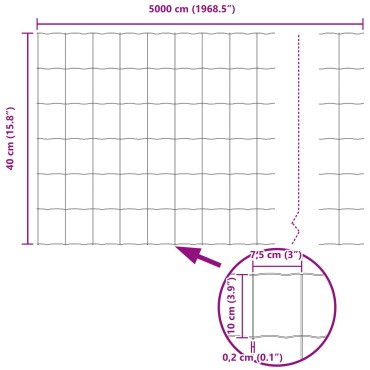 vidaXL Σετ Euro Fence Σετ από 2 Γαλβανισμένος χάλυβας 50 mx0.4 m