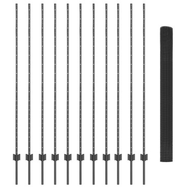 vidaXL σετ φράχτη  Welded Wire Σετ των 2 Γκρι Μέταλλο Μεγάλο Ανθεκτικό
