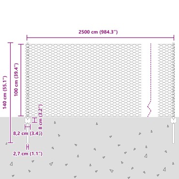 vidaXL Σετ Φράχτη Κήπου Σετ 2 Πράσινο Μέταλλο 25 x 1 μ. Ανθεκτικό