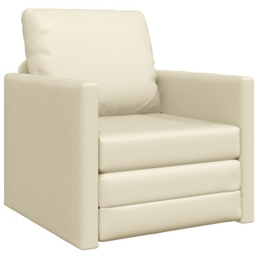 vidaXL Πολυθρόνα Δαπέδου 2 σε 1 Κρεμ 74x77x81cm Τεχνητό Δέρμα 1 τεμ. Γωνιακός