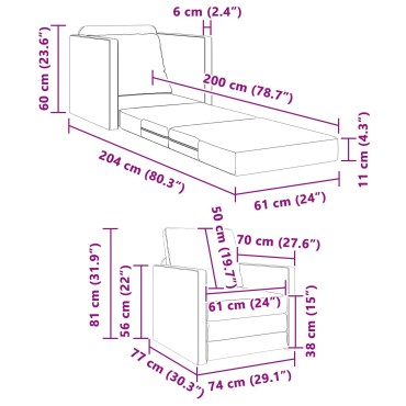 vidaXL Πολυθρόνα Δαπέδου 2 σε 1 Κρεμ 74x77x81cm Τεχνητό Δέρμα 1 τεμ. Γωνιακός