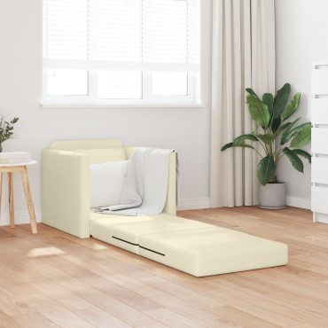 vidaXL Πολυθρόνα Δαπέδου 2 σε 1 Κρεμ 74x77x81cm Τεχνητό Δέρμα 1 τεμ. Γωνιακός