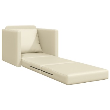 vidaXL Πολυθρόνα Δαπέδου 2 σε 1 Κρεμ 74x77x81cm Τεχνητό Δέρμα 1 τεμ. Γωνιακός
