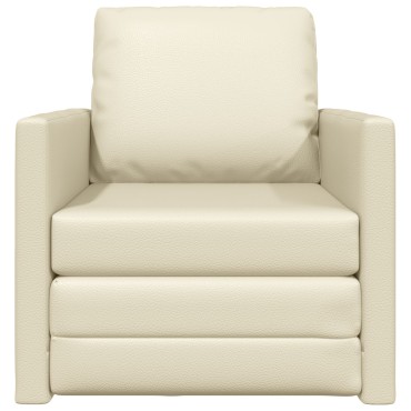 vidaXL Πολυθρόνα Δαπέδου 2 σε 1 Κρεμ 74x77x81cm Τεχνητό Δέρμα 1 τεμ. Γωνιακός