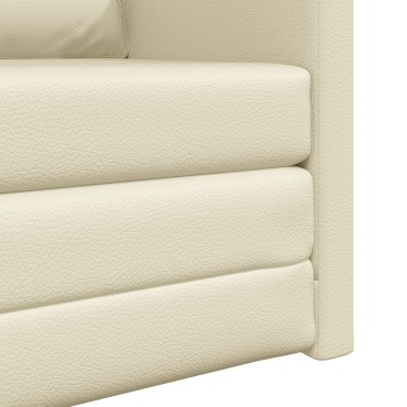 vidaXL Πολυθρόνα Δαπέδου 2 σε 1 Κρεμ 74x77x81cm Τεχνητό Δέρμα 1 τεμ. Γωνιακός