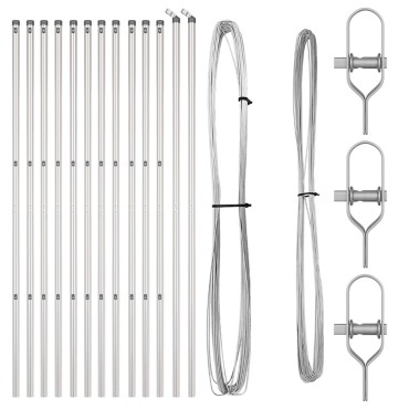 vidaXL Ενσωματωμένος Πόλος Φράχτη 13 τμχ. Ασημί