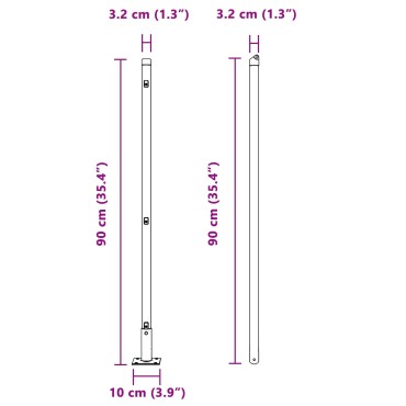 vidaXL Στύλος Περιφράξεων 7 pcs Πράσινο Ατσάλι 90x3,2cm