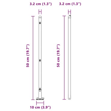 vidaXL Σετ Πόλων  Σετ 7 Γκρι Σκυρόδεμα 3.2 x 3.2 x 50 εκ. Ανθεκτικό