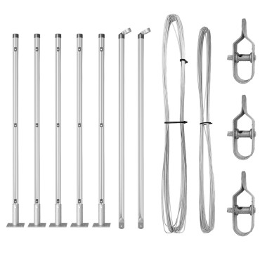 vidaXL Set Πόλων περίφραξης  Σετ των 7 Ασημί Ατσάλι 3.2 x 3.2 x 110 εκ
