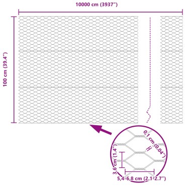 vidaXL Φράχτης Εξάγωνο Πράσινος 1x100 μ Χάλυβας