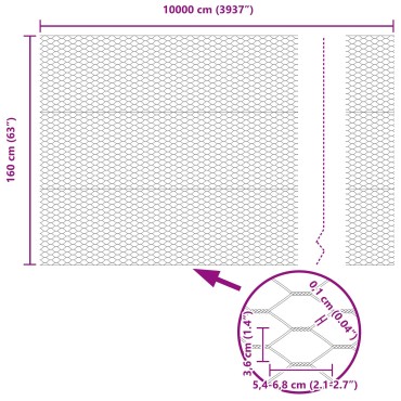 vidaXL Φράχτης Εξάγωνου Πράσινος 1.6x100 μ Χάλυβα