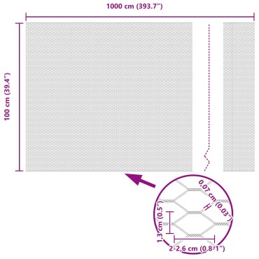 vidaXL Εξάγωνος Φράκτης Γκρι 1x10 μ Χάλυβας 1000x100x0.07cm