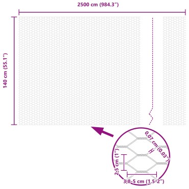 vidaXL Εξάγωνη Περίφραξη Γκρι 1.4x25 μ Χάλυβας 2500x140x0.07cm