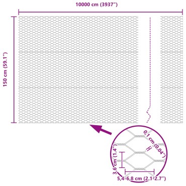 vidaXL Περίφραξη Εξαγώνου Γκρι 1.5x100 μ Ατσάλι