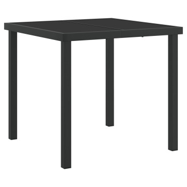 vidaXL Τραπέζι Κήπου Μαύρο 80x80x73cm Λιθοειδές Γυαλί 1 τεμ.