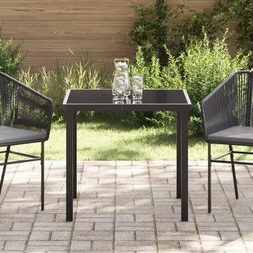 vidaXL Τραπέζι Κήπου Μαύρο 80x80x73cm Λιθοειδές Γυαλί 1 τεμ.