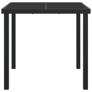 vidaXL Τραπέζι Κήπου Μαύρο 80x80x73cm Λιθοειδές Γυαλί 1 τεμ.
